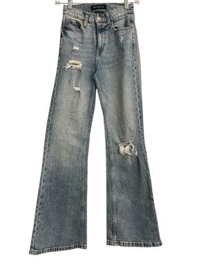 Aeropostale Junior Light Blue Distressed High Rise Flare Jeans size 000R